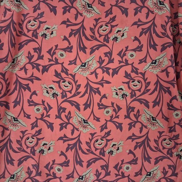 Fenn Wright Manson Womens Silk Blouse Medium Red Floral Asian Oriental Office - Picture 8 of 8